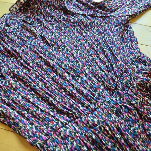 Designer Women's Multi Metallic Long Tiered Shirt Dress Size S - Picture 8 of 14